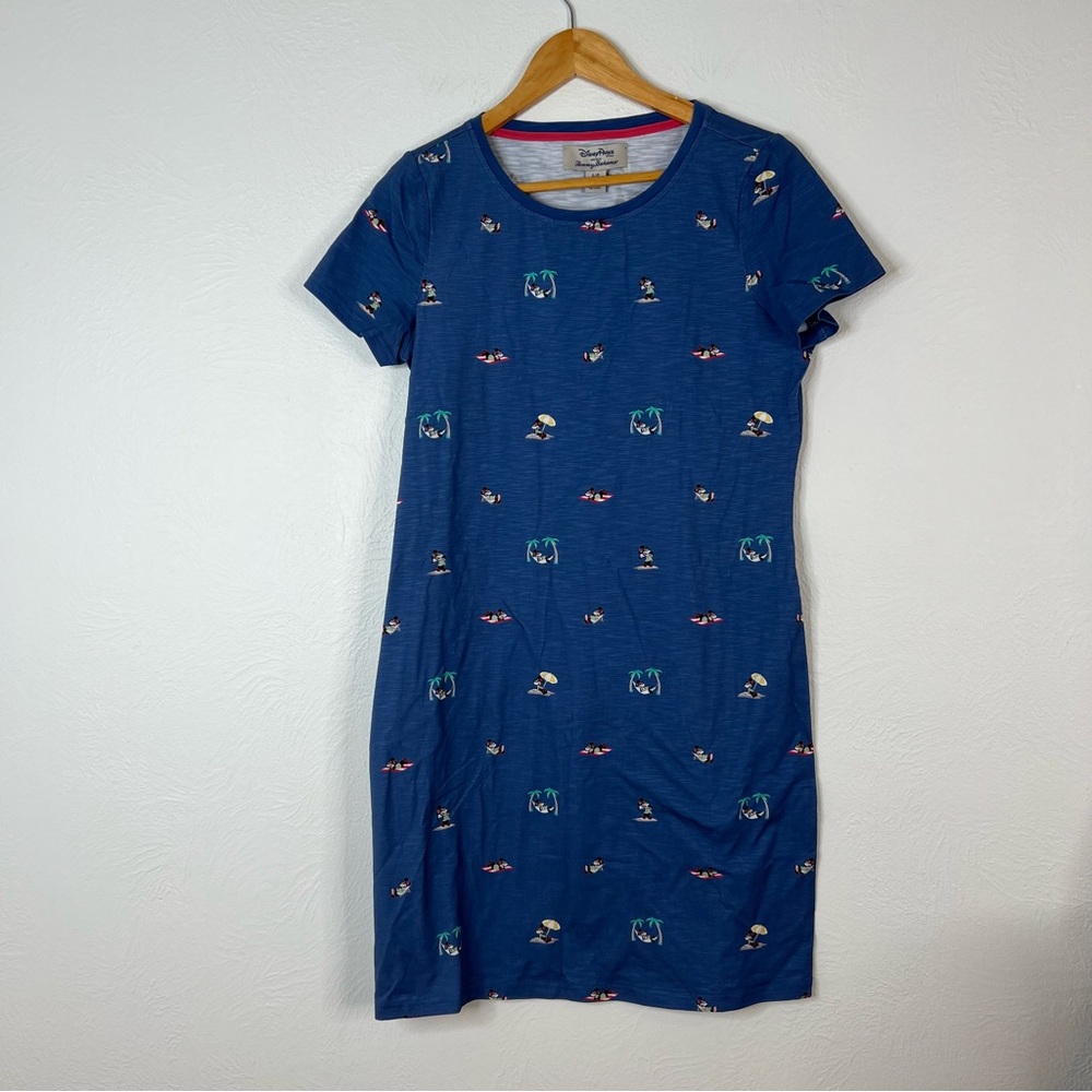 Disney Blue Short Sleeve Palm Tree & Character Print Dress